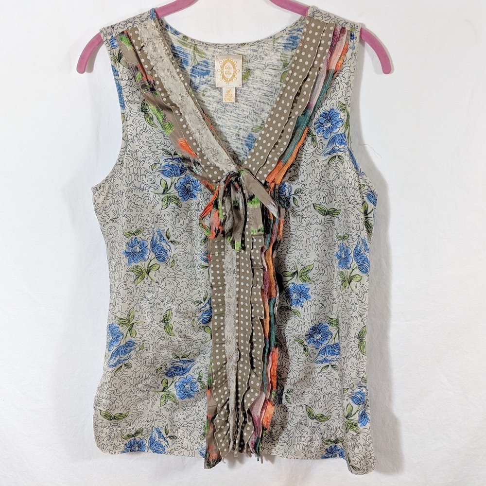Anthropologie Ric Rac Floral Sleeveless Top
